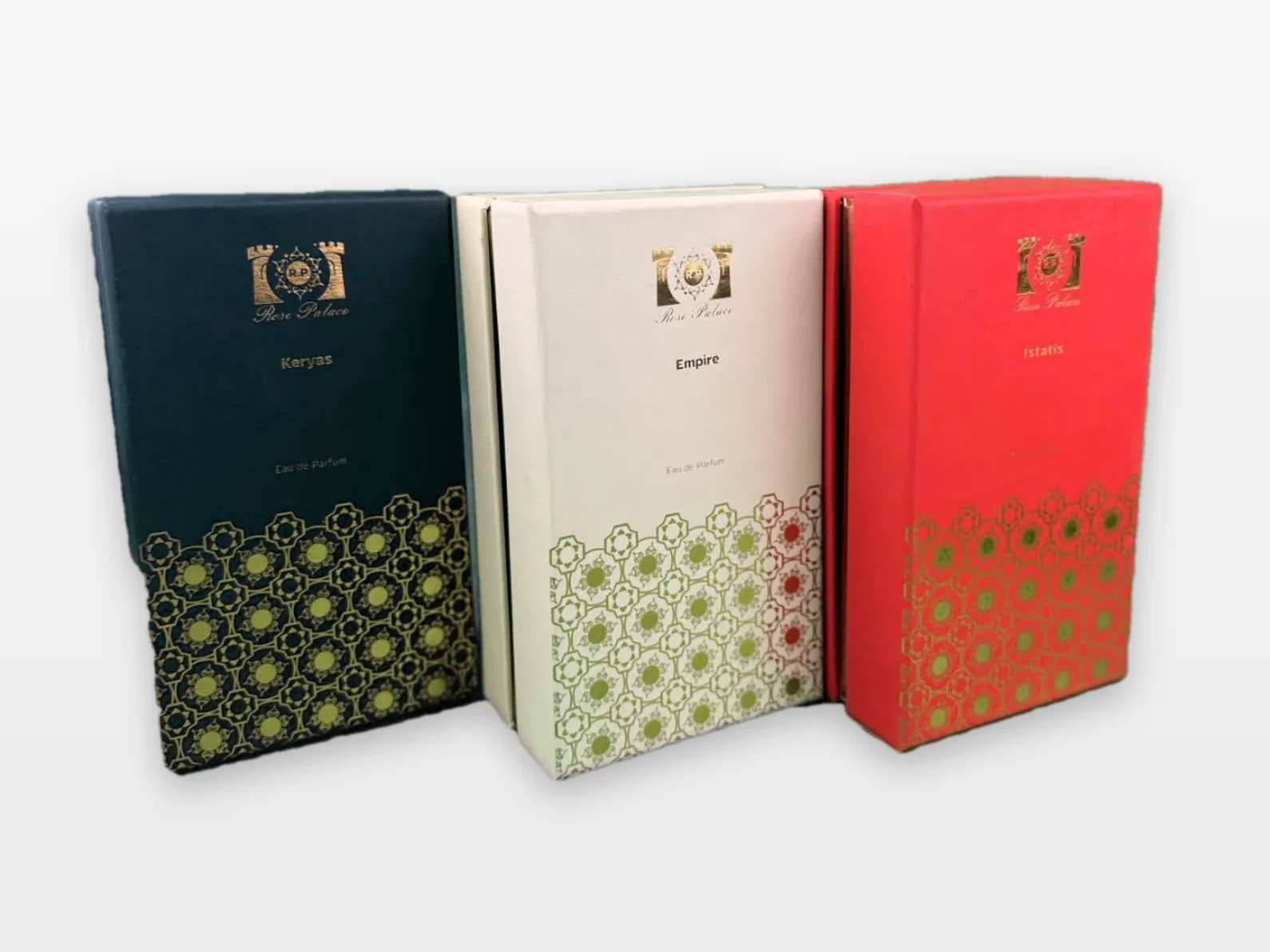 جعبه عطر بلند طرح‌دار با طلاکوب — عکس واقعی نمونهٔ تولیدشده
